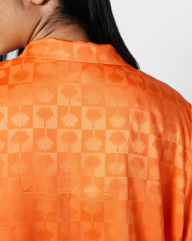 Satin Jacquard Palm Short Sleeve Pyjama Set